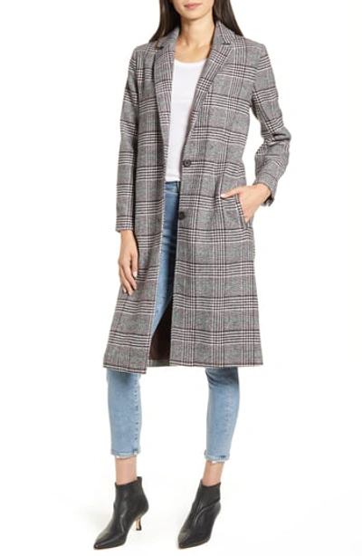 Shop Cupcakes And Cashmere Oxford Checked Long Coat In Espresso