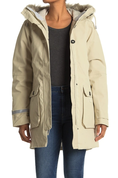 Helly Hansen Longyear Ii Faux Fur Trim Hooded Waterproof Down Parka Jacket  In Pelican | ModeSens