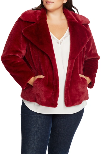 Shop 1.state Faux Mink Wide Collar Jacket In Deep Rouge
