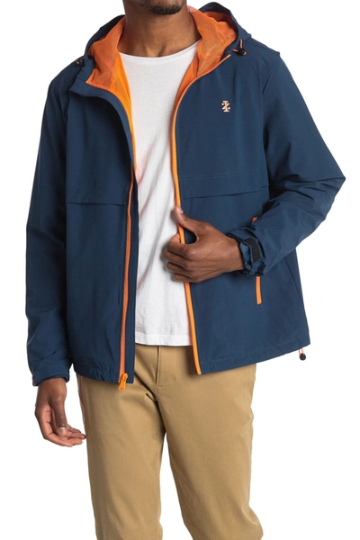Shop Izod Hooded Ripstop Jacket In Navy