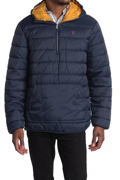 Shop Izod Quilted Hoodie Pullover In Navy