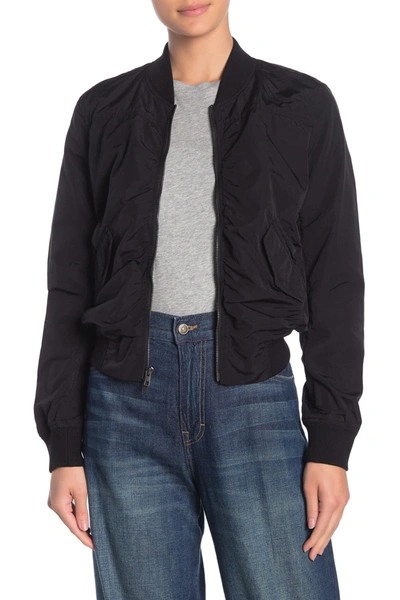 Vince Washed Shrunken Bomber Jacket, Black In Black