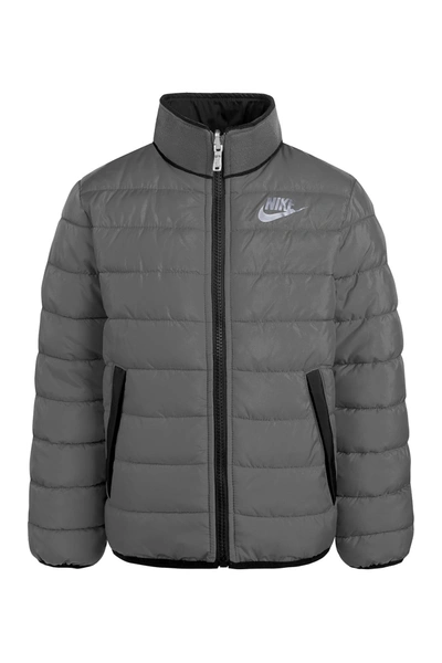 Shop Nike Stand Collar Puffer Jacket In Gunsmoke / Black