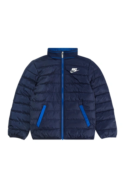 Shop Nike Stand Collar Puffer Jacket In Midnight Navy