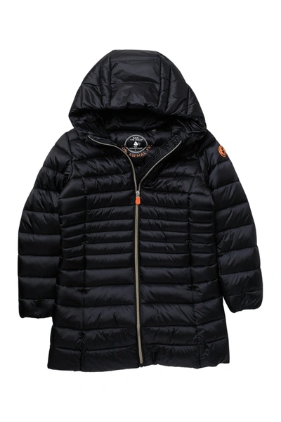 Shop Save The Duck Long Puffer Jacket In 01 Black