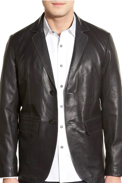 Shop Missani Le Collezioni Lambskin Leather Sport Coat In Black