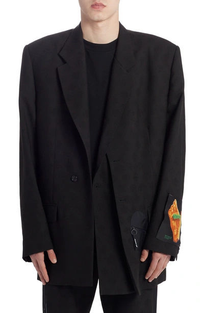 Shop Off-white Equipment Pocket Wool Blazer In Black Multicolor
