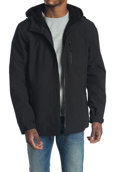 Shop Izod Faux Shearling Lined Hooded Jacket In Black