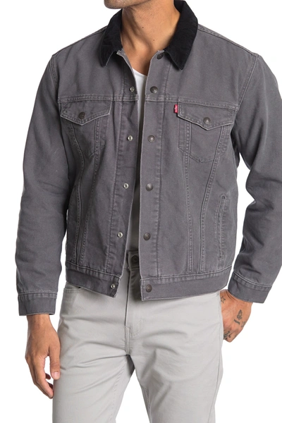 Levi's Lined Canvas Trucker Jacket In Magnet Canvas Line | ModeSens