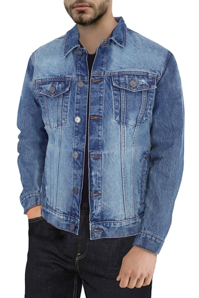 Shop X-ray Xray Slim Washed Denim Jacket In Medium Wash