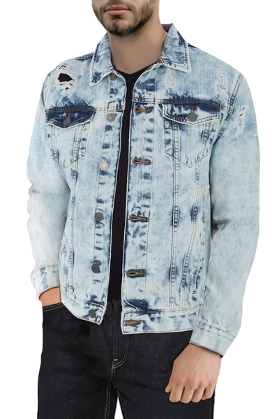 Shop X-ray Xray Slim Washed Denim Jacket In Acid Blue