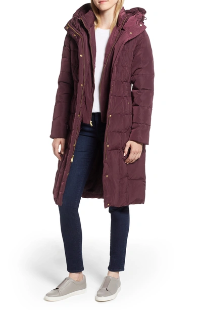 Shop Cole Haan Signature Cole Haan Bib Insert Down & Feather Fill Coat In Merlot