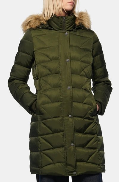 Shop Andrew Marc Medina Faux Fur Trim Hood Puffer Jacket In Hunter