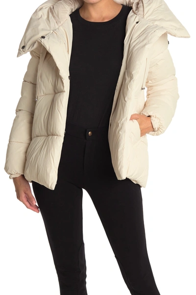 Bcbgmaxazria Pillow Collar Hooded Puffer Jacket In Ivory ModeSens