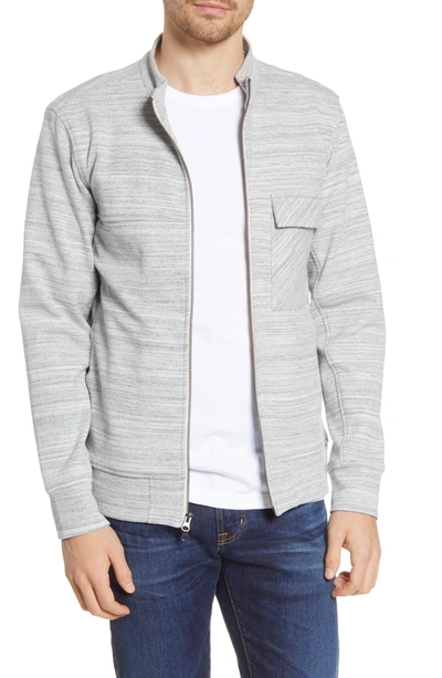 Shop Acyclic Textured Knit Slim Fit Zip Jacket In Grey