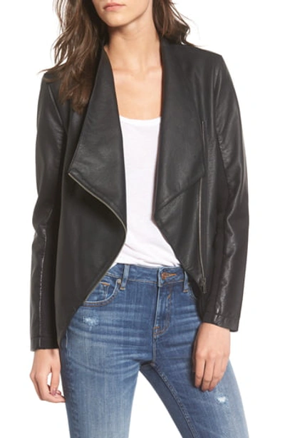 Shop Bb Dakota Gabrielle Faux Leather Asymmetrical Jacket In Black