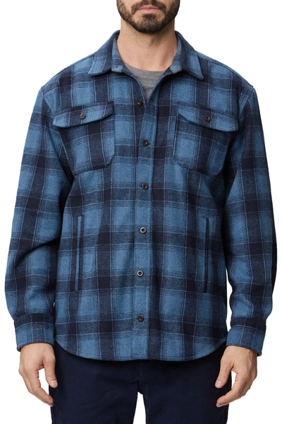 Shop Rainforest Wool Blend Plaid Shirt Jacket In Indigo