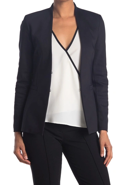 Shop Alice And Olivia Long Collarless Blazer In Black