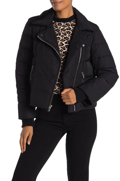 Shop Diane Von Furstenberg Paulina Moto Puffer Jacket In Black