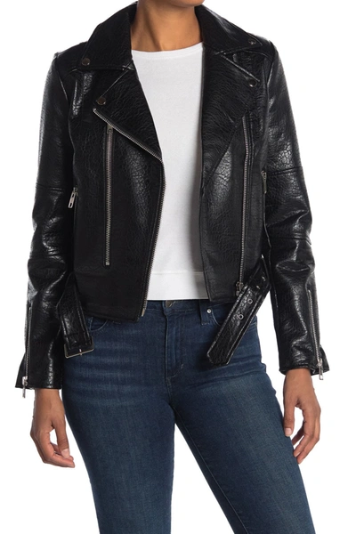 Shop Noize Meghan Vegan Leather Belted Jacket In Black