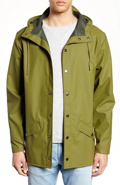 Shop Rains Waterproof Hooded Long Jacket In Sage