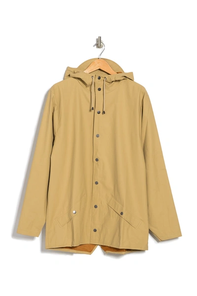 Shop Rains Waterproof Hooded Long Jacket In Desert