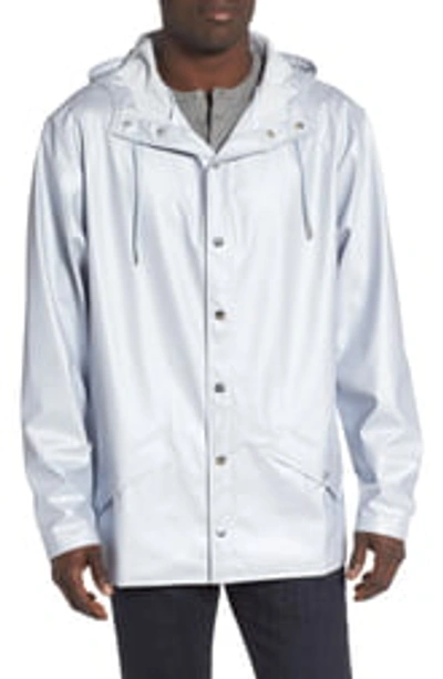 Shop Rains Waterproof Hooded Long Jacket In Metallic Ice Grey