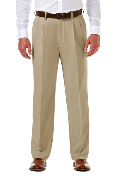 Shop Haggar Cool 18® Pro Classic Fit Flat Front Pant In Khaki