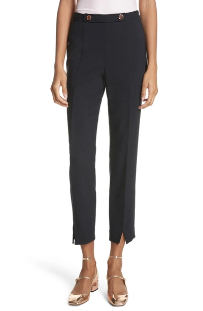 Shop Ted Baker Ted Working Title Front Slit Skinny Trousers In Navy