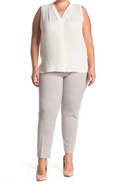 Amanda & Chelsea Micro Check Ponte Knit Pants In Khawhtgy