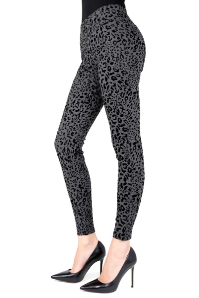 Shop Memoi Cheetah Flocked Shaping Leggings In Black