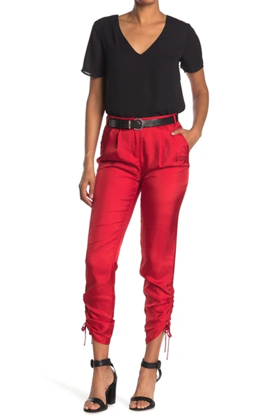 Shop Tibi Mendini Twill Shirred Pants In Tomato Red