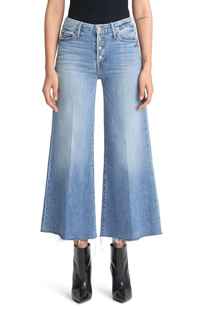 Shop Mother The Pixie Roller Ankle Frayed Wide Leg Jeans In Lets Kick It