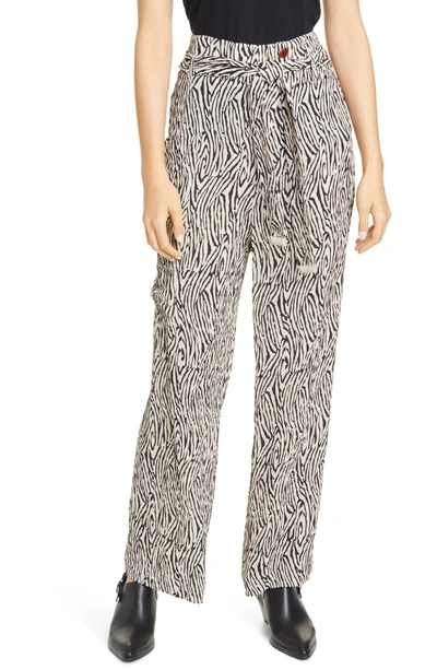 Shop Nanushka Marlin Zebra Print Ankle Pants In Zebra Block Print