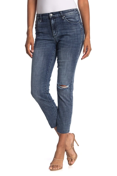 Shop Sts Blue High Rise Straight Leg Cut Off Ripped Jeans In Lucce Bch W/med