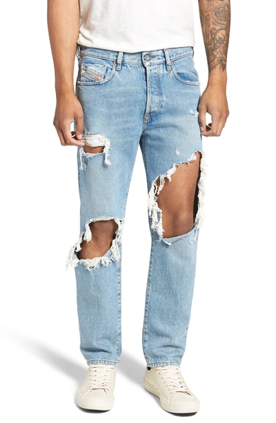Shop Diesel Mharky Slim Skinny Distressed Jeans In Denim