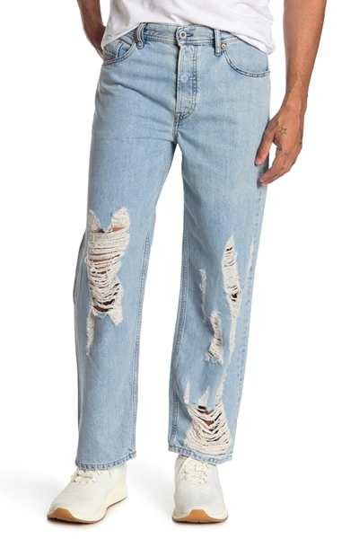Shop Diesel Dagh Distressed Straight Leg Jeans In Denim