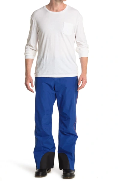 Shop Moncler Woven Stripe Trim Pants In Blue