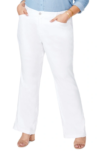 Shop Nydj Stretch Linen Blend Trousers In Optic Whit