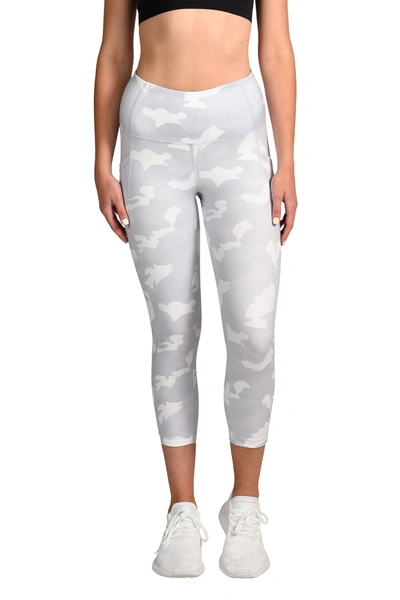 90 Degree By Reflex Lux Camo High Waist Pocket Capri Leggings In Camo White  Combo