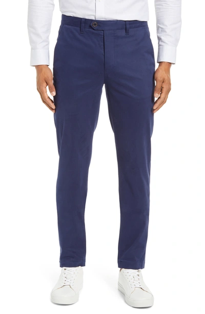Shop Ted Baker Indony Slim Fit Flat Front Pants In Blue