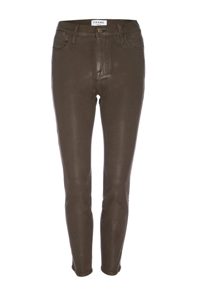Shop Frame Le High Waisted Coated Skinny Jeans In Military Coated
