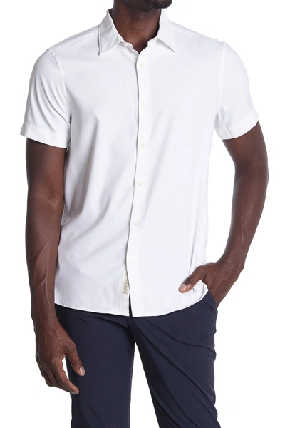 Shop Perry Ellis Short Sleeve Button-down Shirt In Bright White