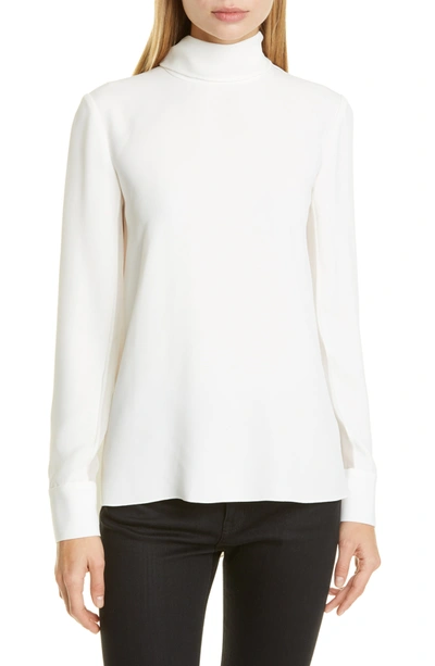 Shop Adam Lippes Long Sleeve Crepe Blouse In Ivory