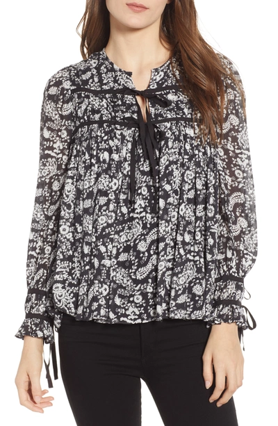 Shop Rebecca Minkoff Quinn Paisley Tie Front Top In Black Mult