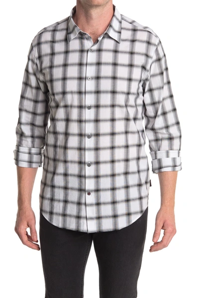 Shop John Varvatos Long Sleeve Checkered Woven Shirt In White