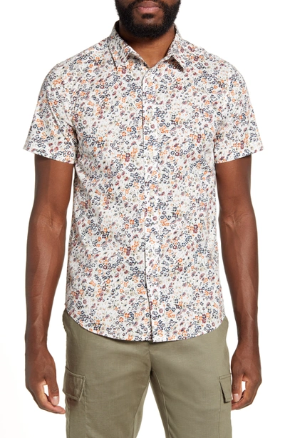 Shop Acyclic Short Sleeve Wildflowers Slim Fit Shirt In White