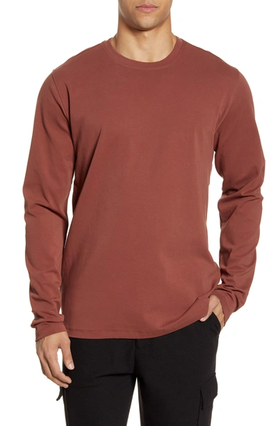 Shop Acyclic Long Sleeve Basic Crew Neck Slim Tee In Rust