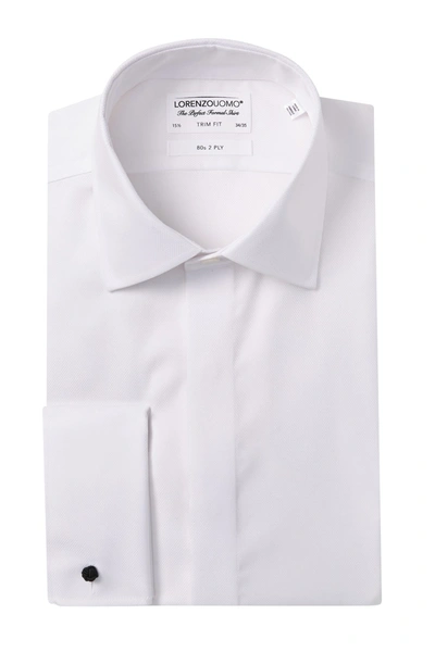 Shop Lorenzo Uomo Cotton Tuxedo Trim Fit Dress Shirt In White