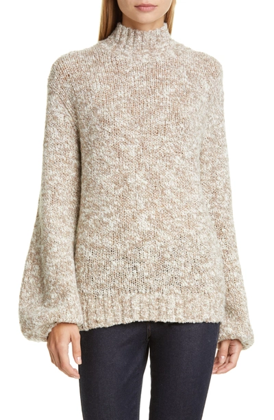 Shop Co Mock Neck Sweater In Taupe Melange